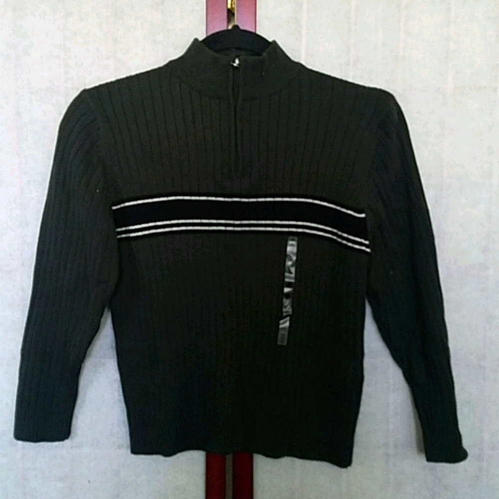 🧒NWT Vintage Olive green/black 3/4 zip sweater S